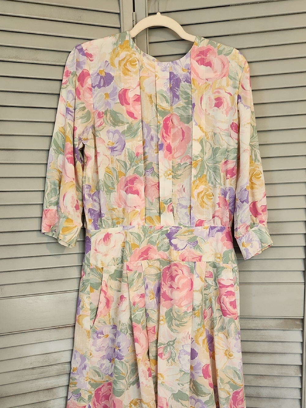 Vintage Floral Cottagecore Long Sleeve Pastel Dress 80s Grannycore Retro Spring